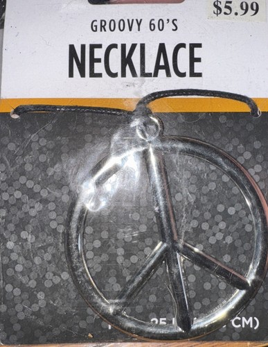 Groovy 60's Peace Sign Necklace Fancy Dress Up Halloween Adult Costume Accessory - Picture 1 of 2