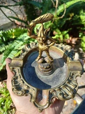 Antique Dartmoor PIXIE Elf Cigar Ash Tray Man Cave Old Quality Brass Heavy Regal