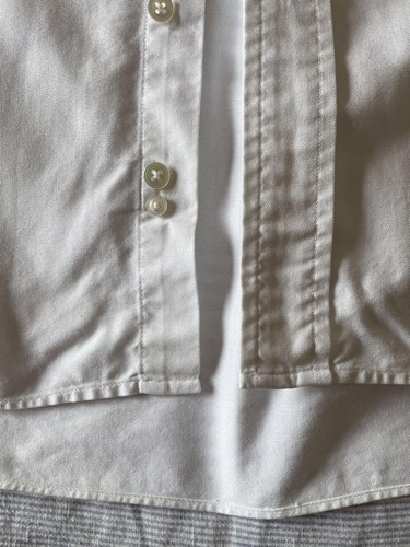 Drake's Inverted Pleat Oxford Shirt 16/41 White UK Made Button Down Spread L - Picture 10 of 17