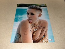 Miley Cyrus Signed 11x14 Photo Plastic Hearts Sexy Pose Shot JSA