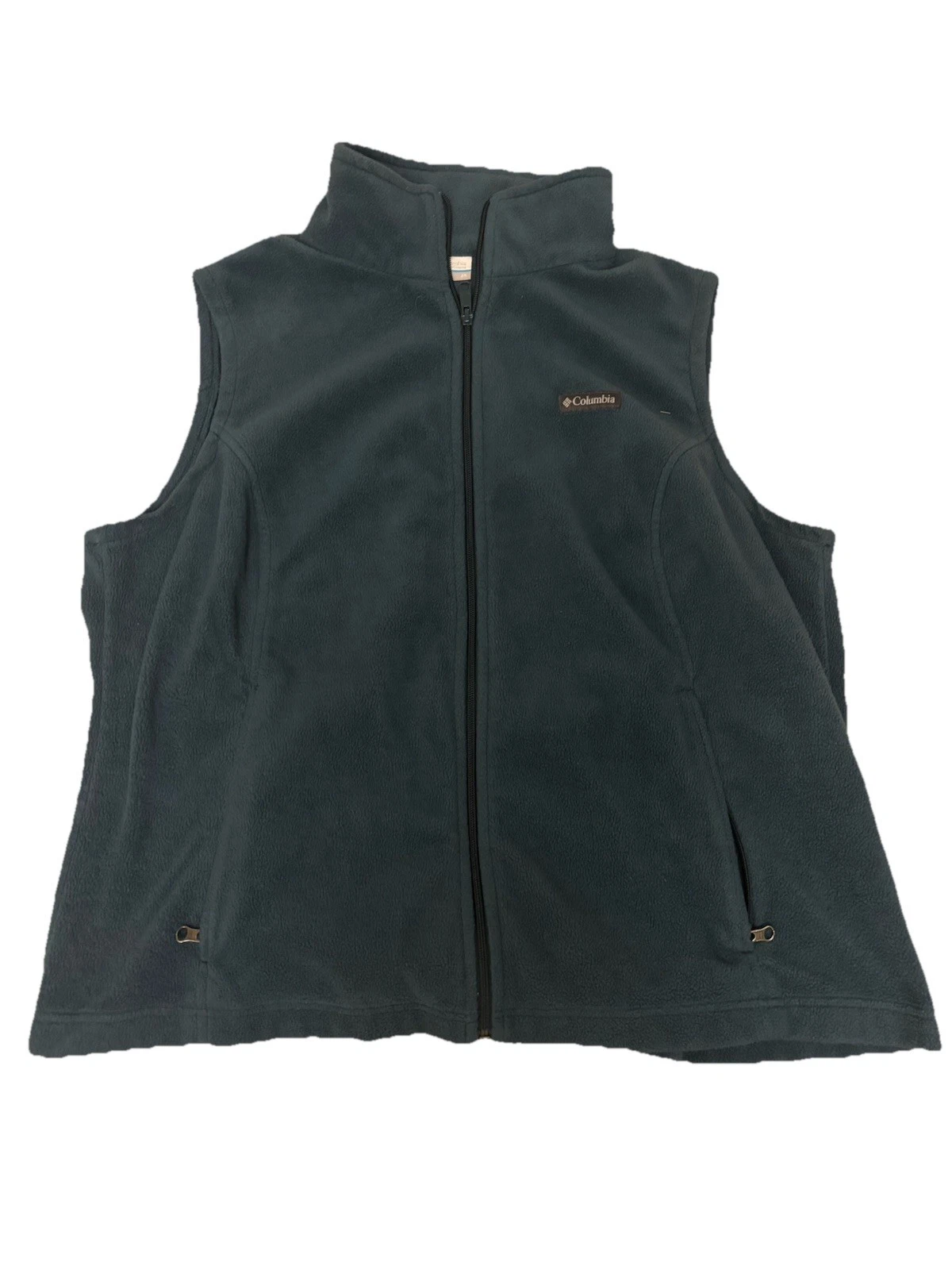 Columbia Fleece Vest 2X Full Zip Sleeveless Jacket Green Outdoor