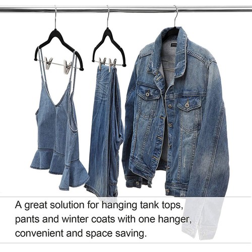 8pcs Rutschfeste Beflockte Samt Kleiderbügel Haken mit Clips für Mäntel Jacken - Bild 11 von 12