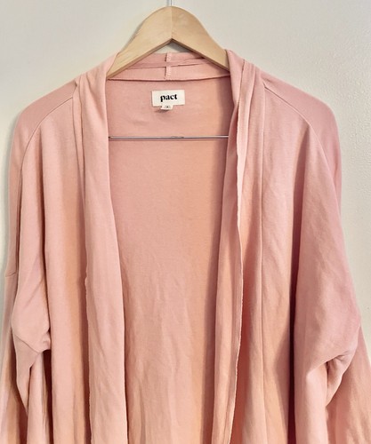 Pact Organic Cotton Airplane Cardigan Open Front M/L Chore Pockets Peach- EUC - Picture 4 of 12