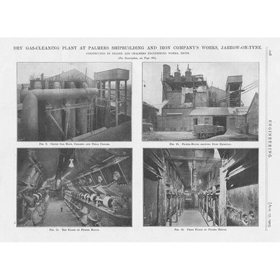 JARROW ON TYNE Gasreinigungsanlage in Palmers Works 4x antike Drucke 1923