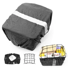 ANZOME Bike Basket Liner & Cargo Net, Waterproof Rain Cover with Reflective Stri