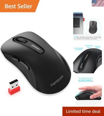 Lightweight 2.4G Wireless Mouse - Ambidextrous with 10m Range & Battery Powered