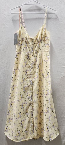 BNWT $287 House of CB sz M 12 Annabella Lemon Floral Midi Sundress DRESS #4 - Picture 4 of 12