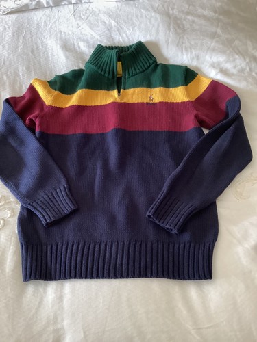 polo ralph lauren color block boys size 14/16 cotton sweater