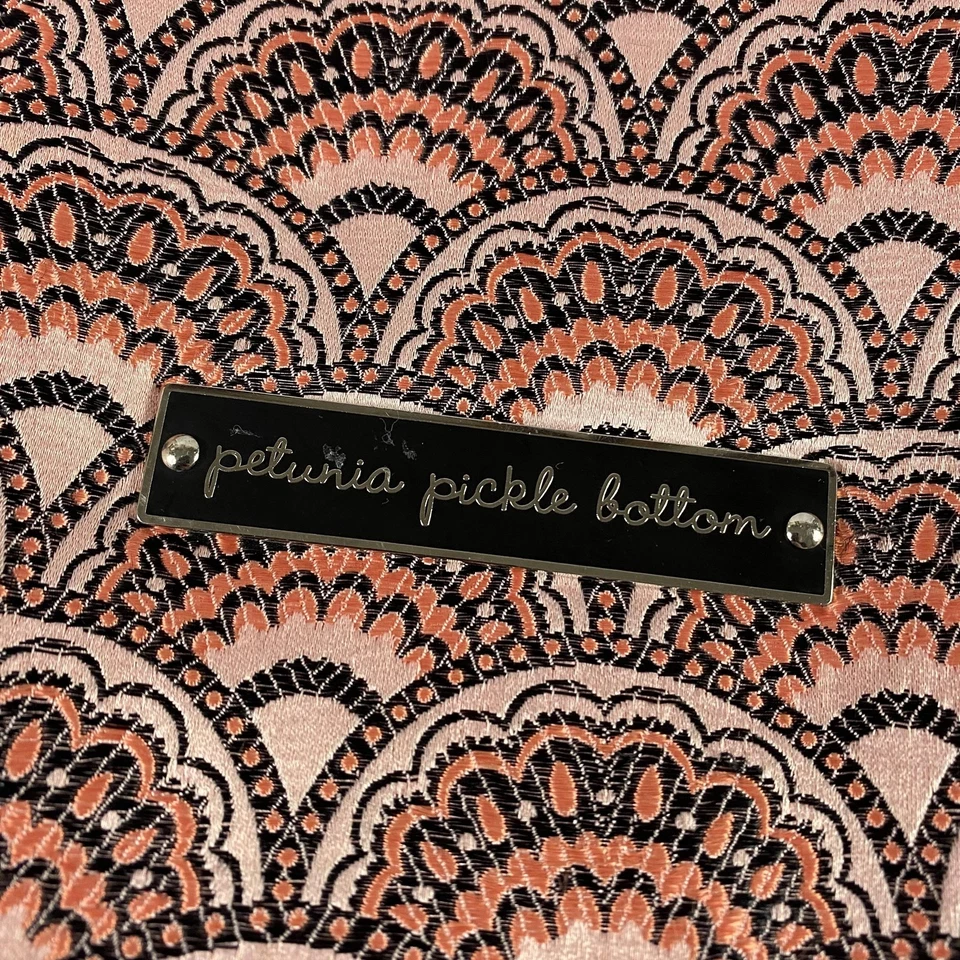 Petunia Pickle Bottom Boxy Backpack Diaper Bag Pink Black Print Changing Pad - Image 2 of 4