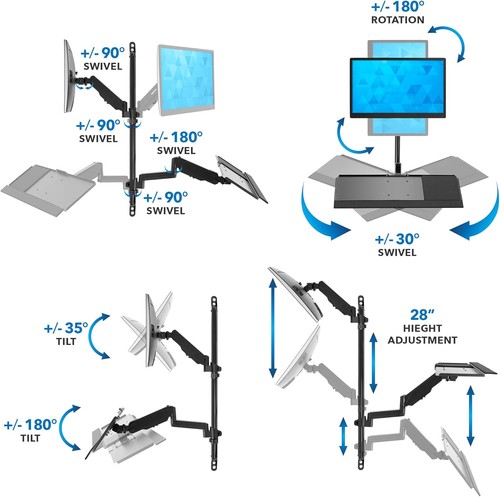 Mount-It! Wall Mount Workstation with Single Monitor Monitor, Black - 第 6/9 張圖片