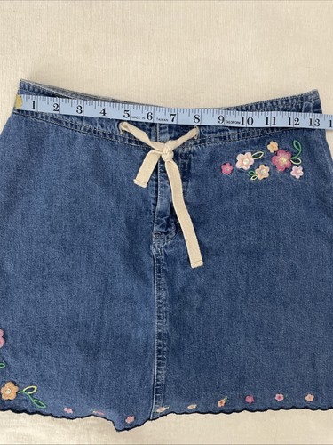 VTG Gap Denim Skirt Skort Floral Embroidered Girls Size 14 Cotton - Picture 7 of 8