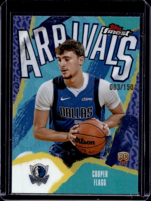 2025-26 Topps Finest Cooper Flagg Arrivals RC Sky Blue Refractor #/150 Mavericks