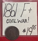 1861 Seated Liberty  Dime (F+) Fine Condition! Civil War Era! ENN Coins