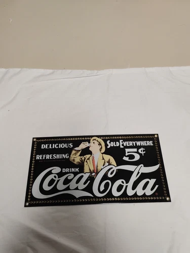 VTG 12x6 PORCELAIN COCA COLA SIGN 1992 Sold Everywhere Delicious Refreshing￼￼