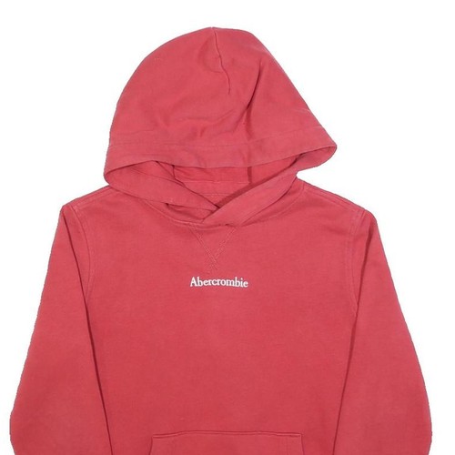 Abercrombie Boys Red Hoodie 9-10Y Cotton Blend Pullover Casual Sweatshirt - Picture 2 of 6