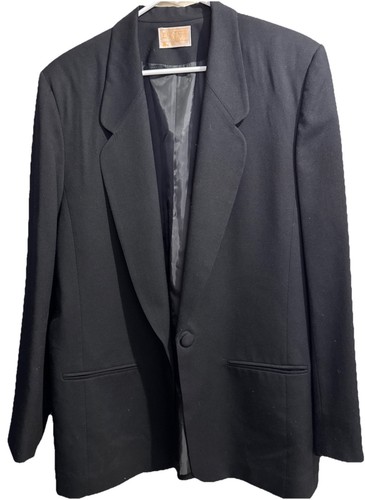 Blazer vintage Pendleton 100 % lana negro botón único para mujer 16 abrigo clásico - Imagen 1 de 24