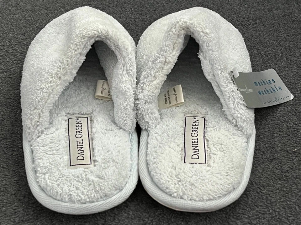 Zapatillas de felpa DANIEL GREEN zapatos de casa diapositivas para mujer 6 W Lt suela de goma azul Foto 3 de 4