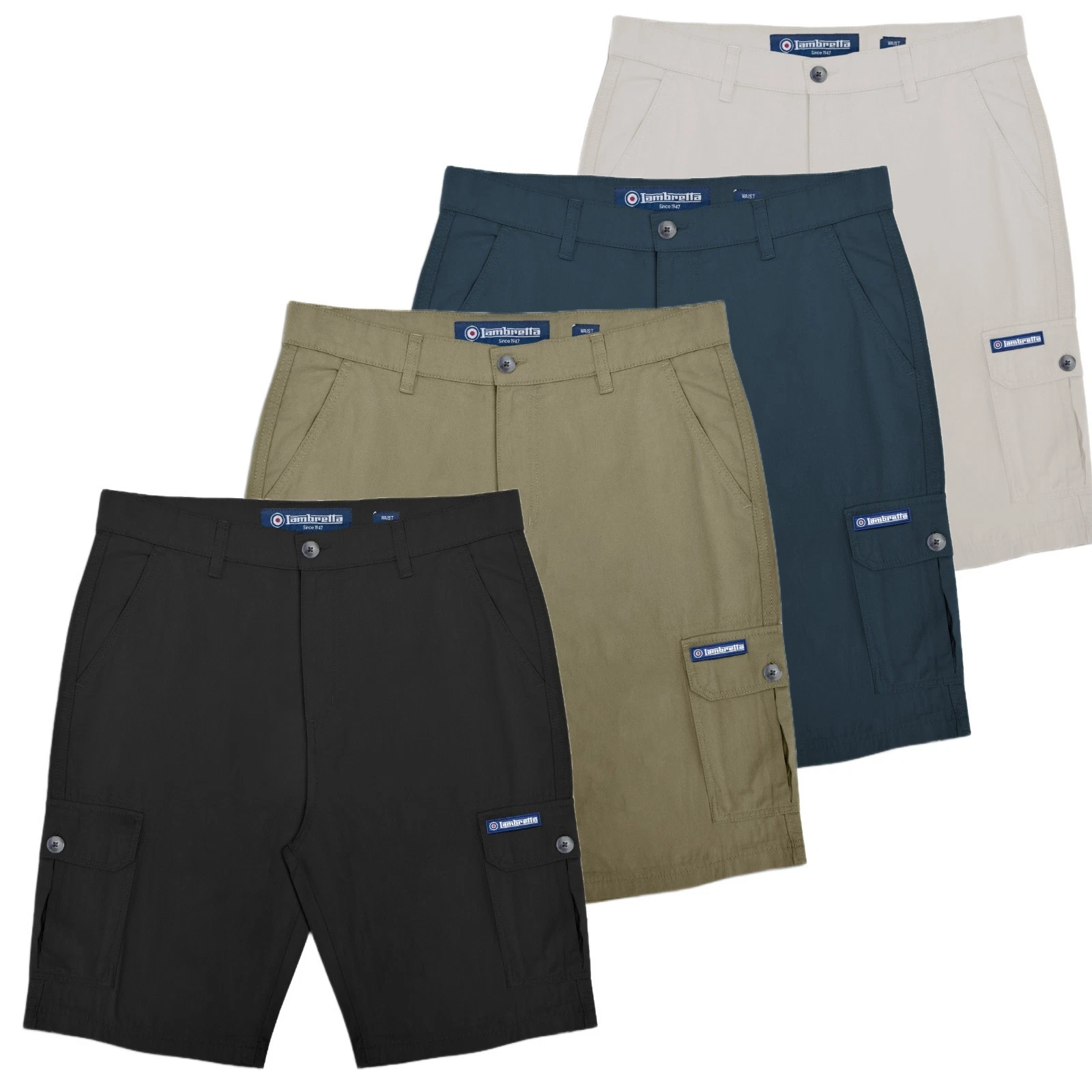 Mens Lambretta Cargo Pockets Casual Summer Shorts Waist Sizes 32-40
Opens in a new window or tab