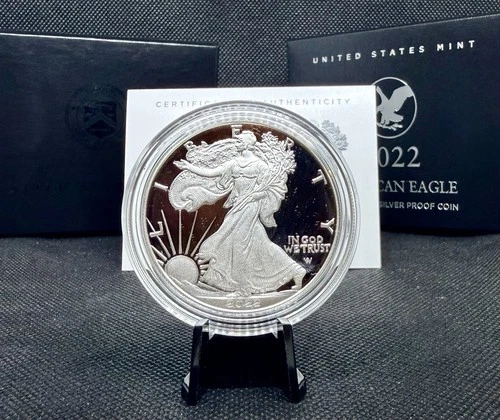 2022-W Proof American Silver Eagle with OGP & COA! 1 Oz .999 Silver!