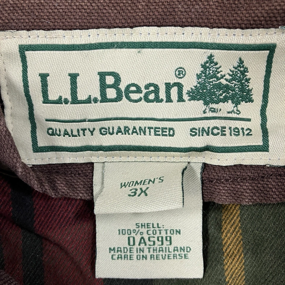 LL Bean Chaqueta Mujer 3X Marrón Lona Franela Forrada Peso Pesado Granero Tareas Abrigo Foto 4 de 4