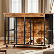 Wooden Dog Crate Furniture   Stylish Kennel with Tray for Medium Large Dogs