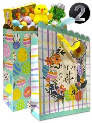 2 Stück mittel Osterkranz Luxus Geschenktüten Osterei Geschenktüte mit Etikett