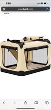 Collapsible Portable Dog Crate 28inch Medium/small Dogs 3 Door Soft Sided Cream