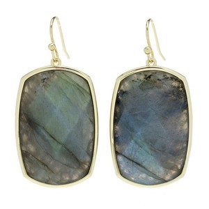 Authentic Aurelia 18K Gold Plated 30X19Mm Faceted Labradorite Drop Earrings