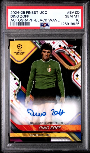 2024-25 Topps Finest UCC Autographs Dino Zoff Autograph-Black Wave PSA 10