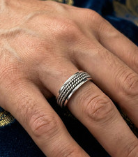 925 Sterling Silver Rotatable Spinner Ring – Handcrafted Chain Braid Design mens