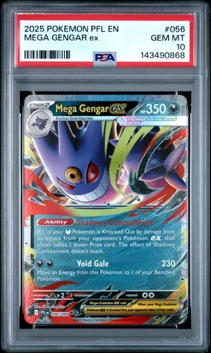 2025 POKEMON PFL EN-PHANTASMAL FLAMES #056 MEGA GENGAR EX PSA 10