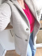 Joules Costello grey - check woman's wool blend coat UK 10 relaxed NWT RRP £156