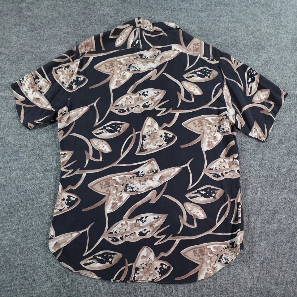 Vintage Islander Shirt Men L Black Hawaiian Camp Button Up Rayon 70s 80s 14525 - Image 4 of 4