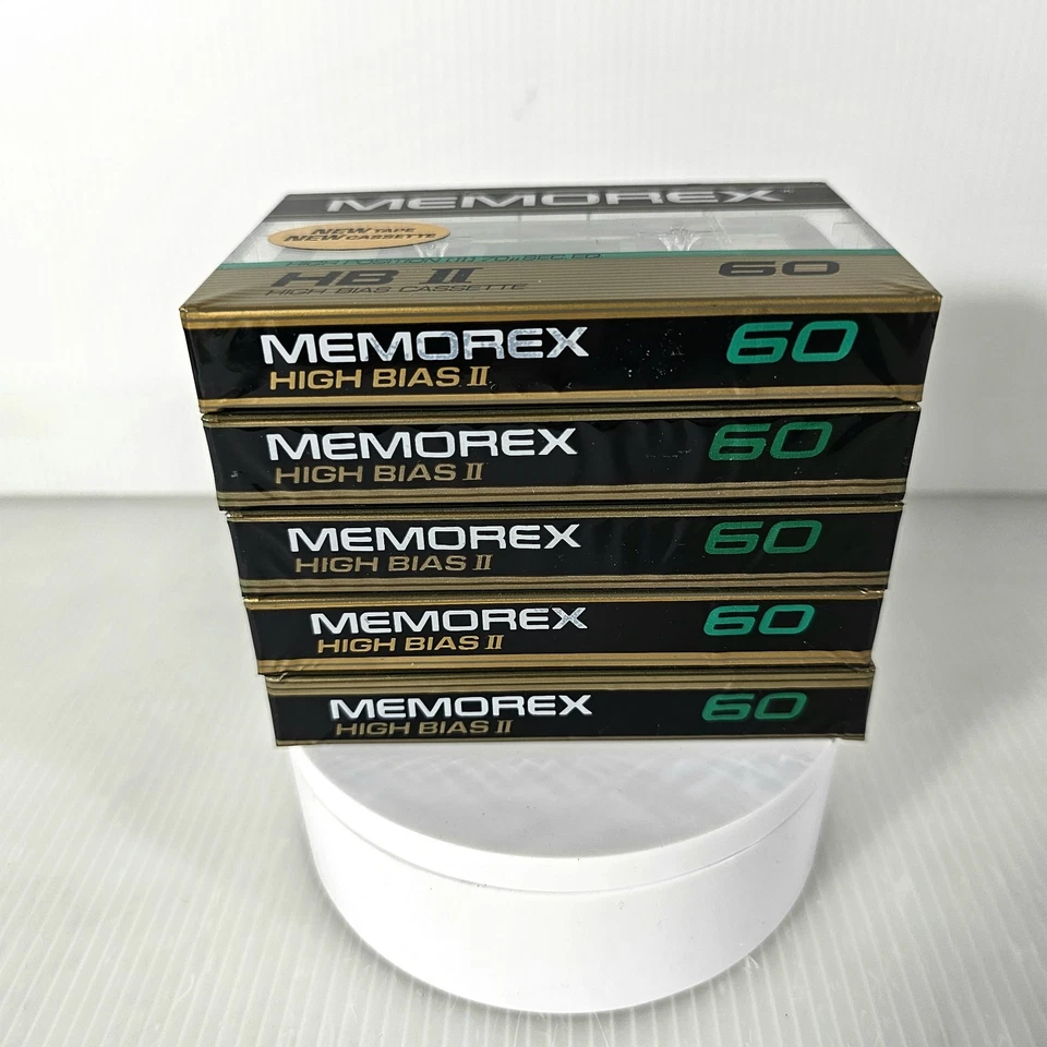 5 cintas de casetes de audio Memorex HB II, 60, nuevas selladas RARAS Foto 2 de 4