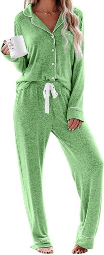 Women's Pajama Sets Long Sleeve Button Down Sleepwear Nightwear Pjs Lounge Sets - Picture 19 of 147
