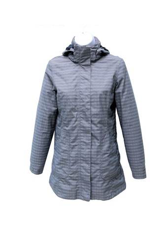 Marmot Womens Membrain Waterproof Hooded Full Zip Long Plaid Jacket, Gray, XS - 第 1/12 張圖片