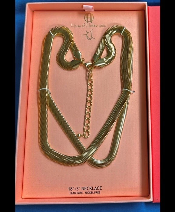 Дом Harlow коробка героин кости слоистое ожерелье колье золотистый новый подарочная коробка