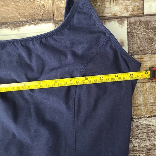 Costume da bagno vintage Jantzen misto cotone marinaio corto blu navy e rosso taglia 16 - Foto 2 di 10