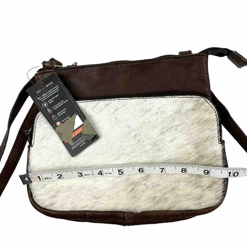 Mona B Crossbody Bag Animal Hair Vegan Leather Brown Handbag Purse Brand New - Picture 9 of 11