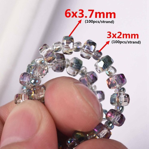 24inch/Strand 100pcs 6x4mm Rondelle + 100pcs 3x2mm Spacer - Crystal Glass Beads - Picture 2 of 27