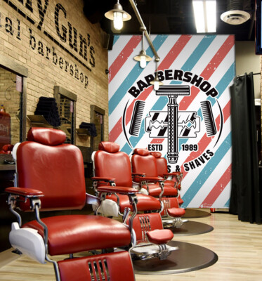 3D Retro Razor J2067 Hair Cut Barber Shop Wallpaper Mural Wall Print Murals Erin