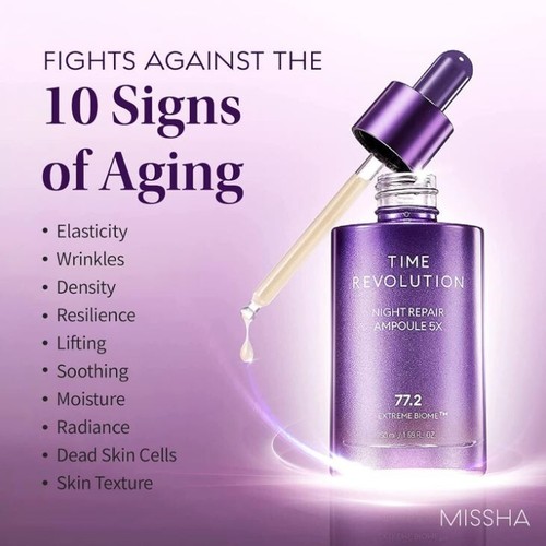 MISSHA Time Revolution Night Repair Face Serum Ampoule (5th Gen) 1.69 fl oz - Picture 6 of 12