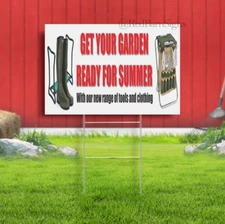 Gardening Tools Summer Ready Garden Indoor Outdoor Yard Sign with metal stakes