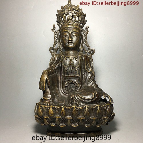 China Buddhism Bronze Kwan-yin Guanyin Goddess Statue Incense Burner Censer - 第 1/9 張圖片