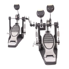 Double Bass Drum Pedal Set - Double Chain Drive, Non-Slip, Heavy Duty & Chrome