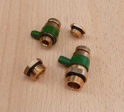 Stopfen Messing und Entleerungshahn 1/4'', 3/8''=> KFR Ventil + Schrägsitzventile