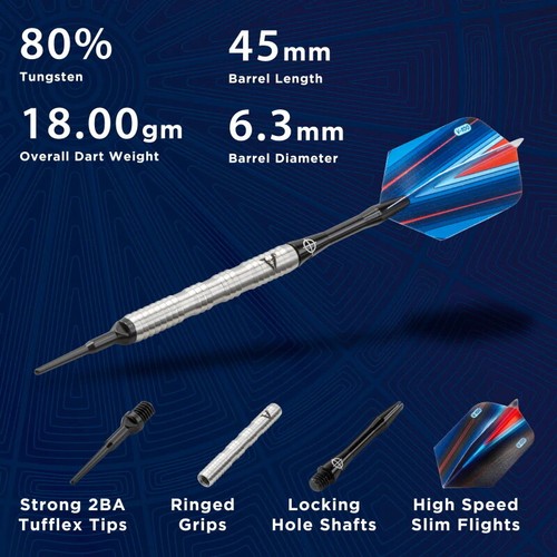 NEW VIPER SIDEWINDER SOFT TIP DARTS SET 18g 2BA SHAFTS FLIGHTS - Picture 2 of 3