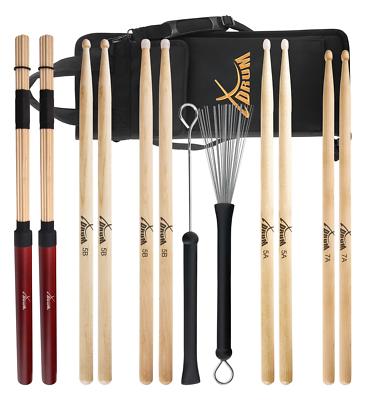 Drum Sticks Ahorn Schlagzeug Sticks Paar Stöcke Jazzbesen Rods Zubehör Set Bag