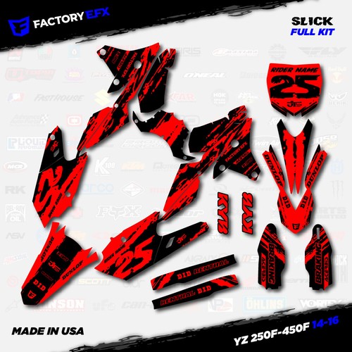 Black & Red Slick Graphic Kit fits Yamaha YZ250F YZ450F 14-16 YZF 250 450 - Foto 5 di 5