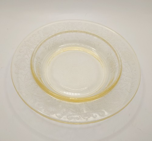 Vtg Florentine #2 Poppy Depression Glass Butter Dish & Lid Yellow Hazel Atlas - Picture 3 of 11